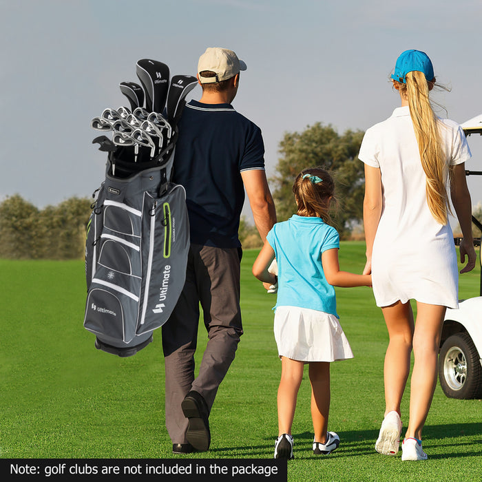 Costway Lightweight Golf Cart Bag With 15 Way Top Divider Individual Putter Well Cooler Bag Green