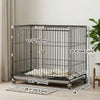 PawHut Dog Crate, 30 Inch Metal Dog Cage with Removable Tray, Lockable Wheels, 2 Doors for Small Medium Breeds, Black