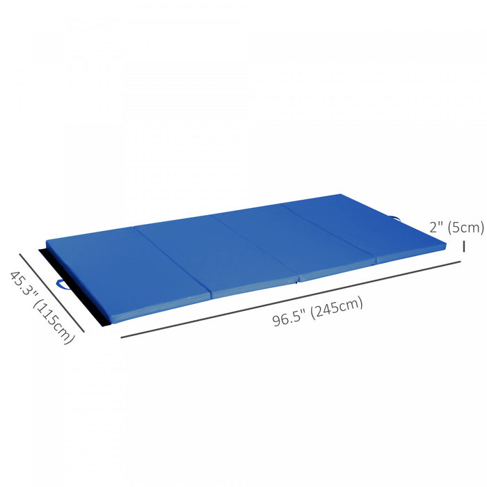 Soozier 4ft X 8ft X 2inch Tri-fold Gymnastics Tumbling Mat Exercise Mat With Carrying Handles For Mma, Martial Arts, Stretching, Core Workouts, Dark Blue