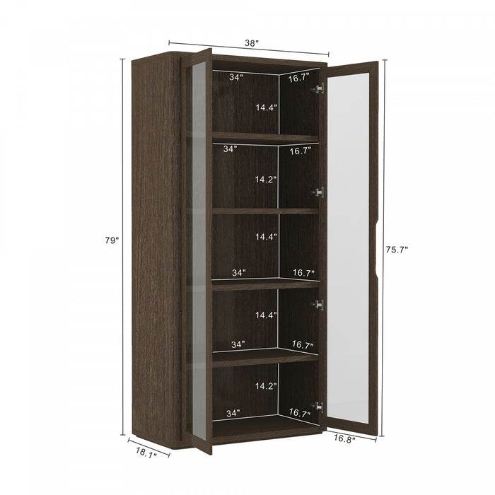 Rivington Modern 38\" Bookcase Cabinet in Walnut - Set of 2