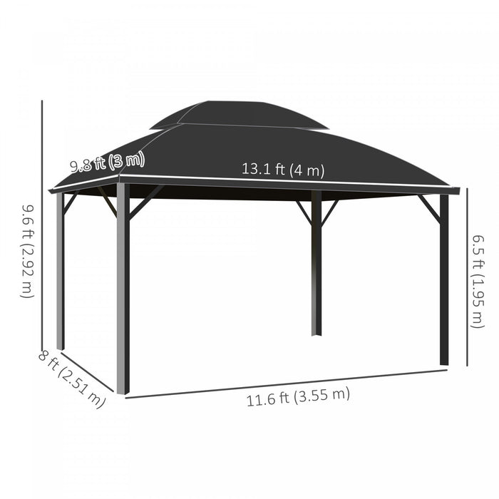 Outsunny 13' X 10' Patio Gazebo, Double Roof Outdoor Gazebo For Lawn, Black