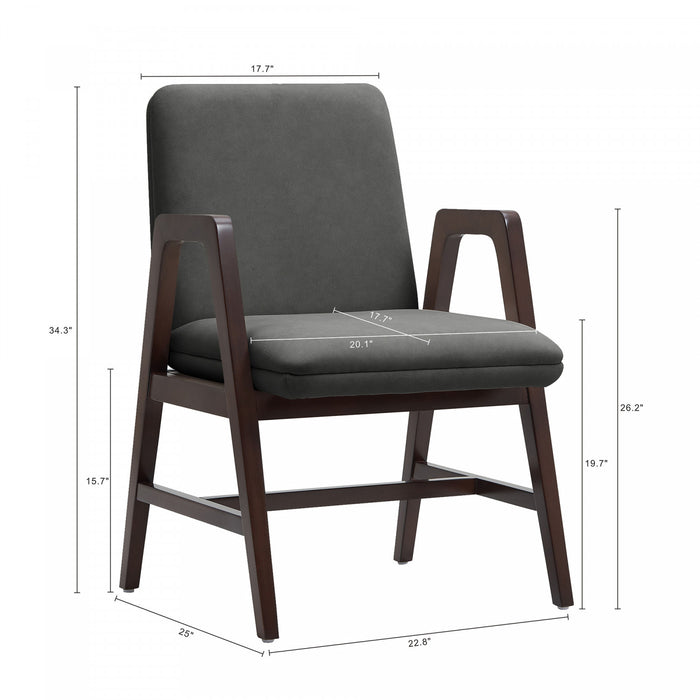 Stella Modern Velvet Wood Armchair in Graphite - Set of 2
