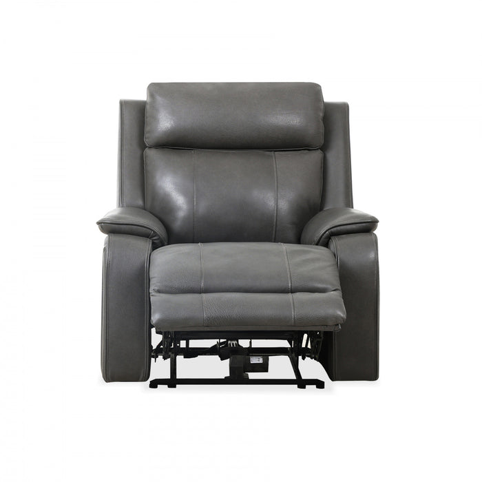 Marlow 37 in. Leather Match Power Glider Recliner with USB/USB-C - Charcoal