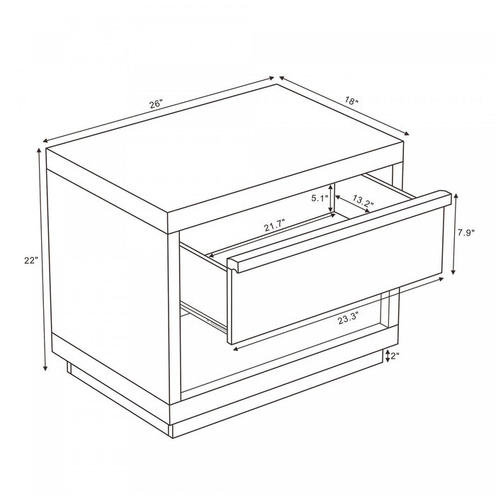 Navis Contemporary 26\" Nightstand in Natural Oak (2-Drawer)