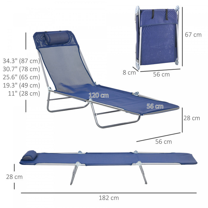 Outsunny 2-piece Folding Chaise Lounge, Reclining Sun Tanning Chairs, Blue