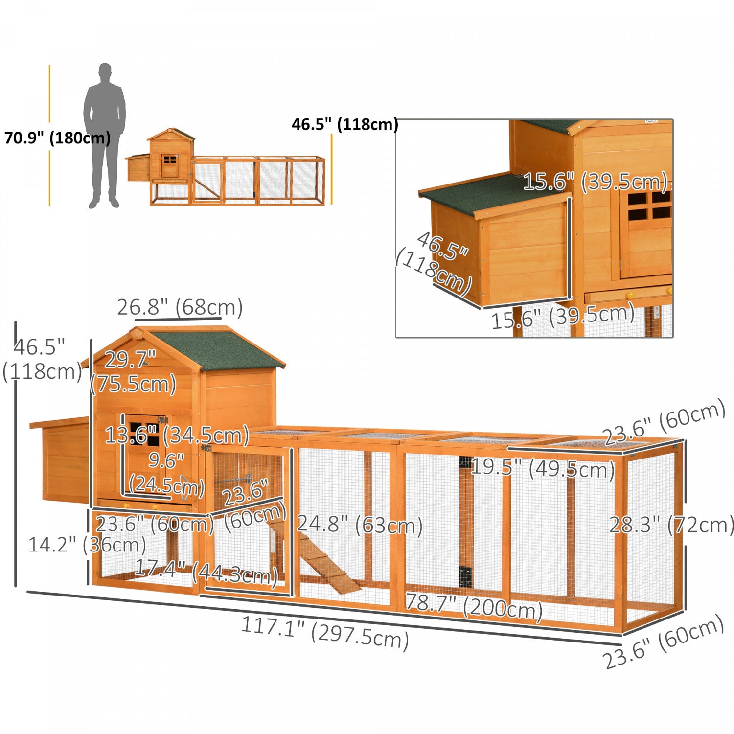 Brick Rabbit Hutch Pawhut 117