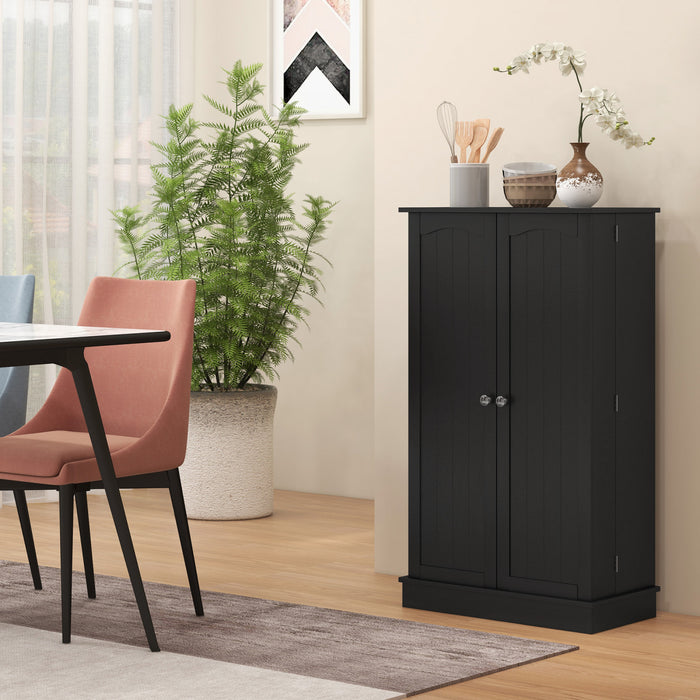 HOMCOM Kitchen Pantry Storage Cabinet w/ 5-tier Shelving Black