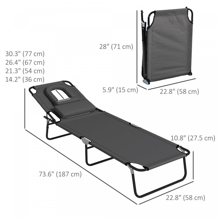 Outsunny 2pcs Adjustable Outdoor Lounge Chair, Garden Folding Chaise Lounge