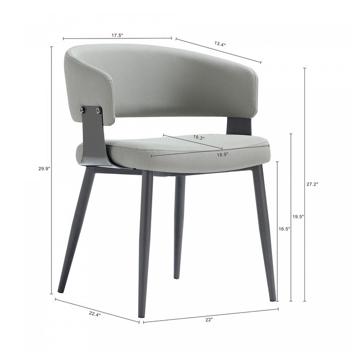 Luce Modern Metal Textured Vegan Leather Dining Chair in Stone Gray