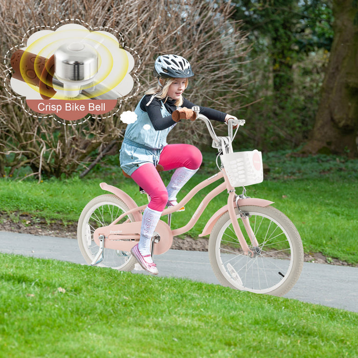 Costway 18\" Kids Bike Toddler Bicycle With Training Wheel Kickstand For 4-8 Years Old Pink