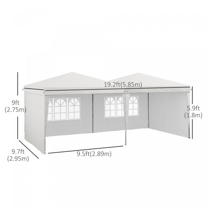 Outsunny 10' X 19' Pop Up Canopy Tent With Sidewalls, Instant Sun Shelter, Tents For Parties, Height Adjustable, With Wheeled Carry Bag And 5 Sand Bags For Outdoor, Garden, Patio