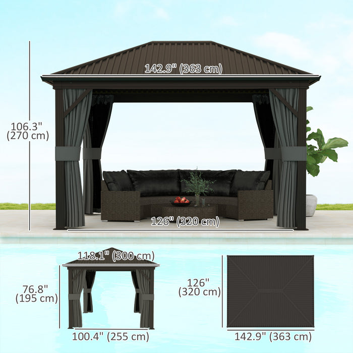 Outsunny 10' x 12' Outdoor Hardtop Gazebo Patio Gazebo, Dark Grey
