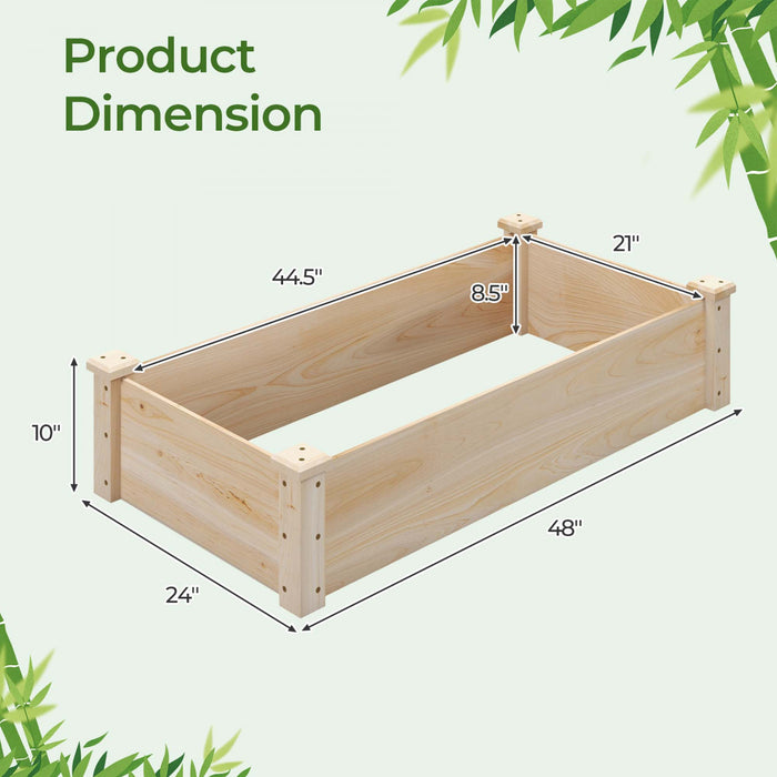 Costway Raised Garden Bed Fir Wood Wooden Square Wood Planter Box For Flower Outdoor