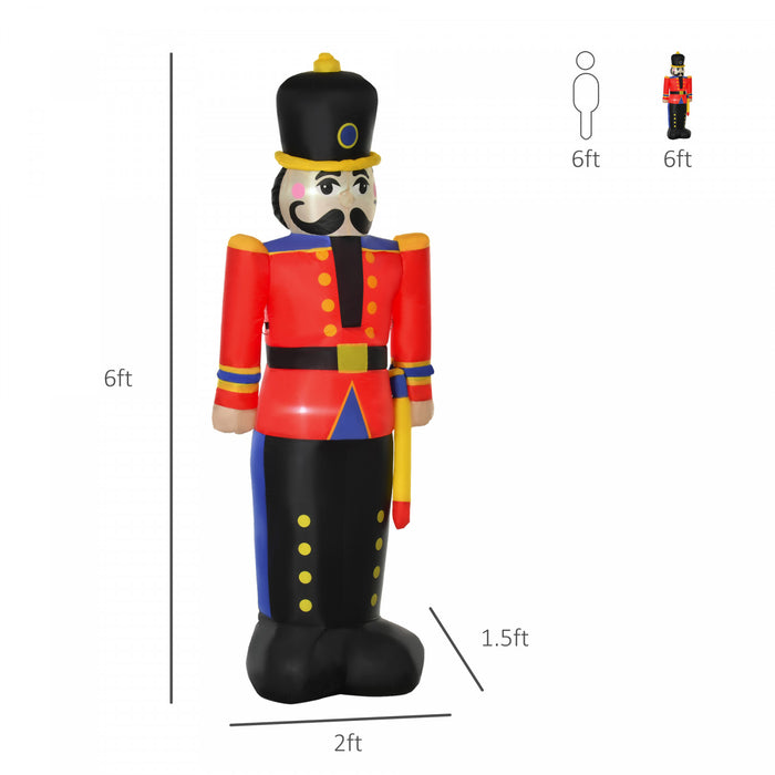 Homcom 6ft Nutcracker Toy Soldier Inflatable Christmas Decoration