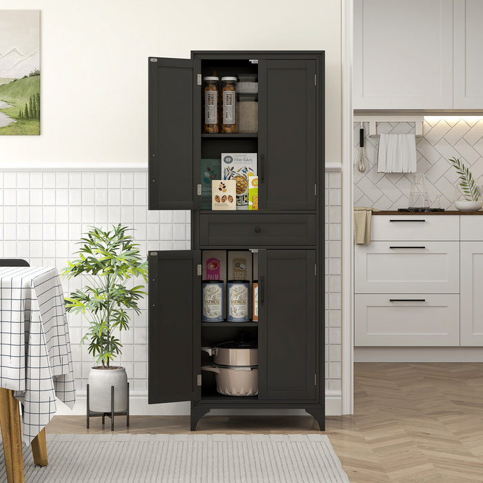 HOMCOM 67\" Kitchen Pantry Storage Cabinet with Doors and Shelves, Black