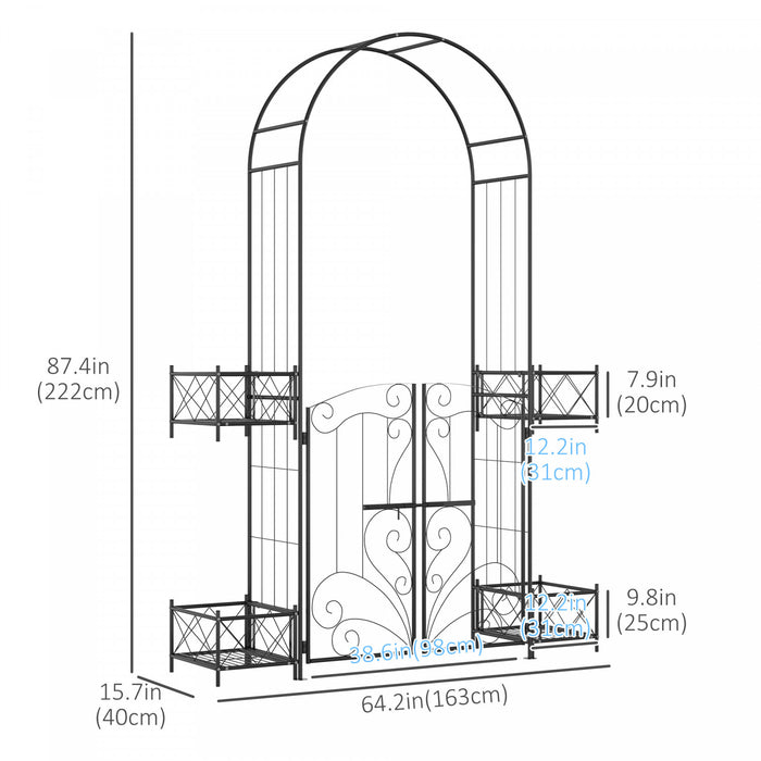 Outsunny Metal Garden Arch Garden Arbor Trellis For Climbing Plants Black