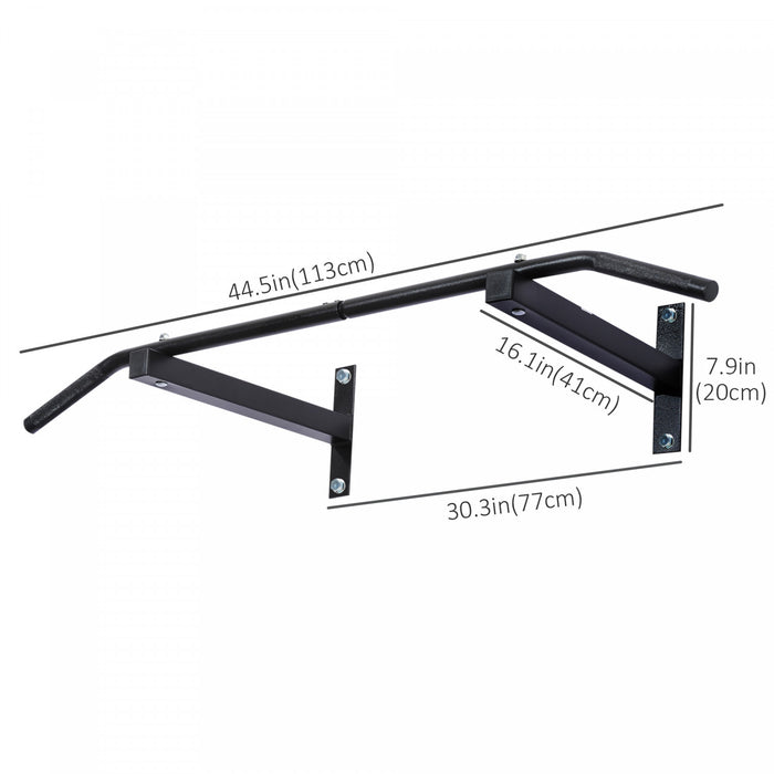 Soozier Wall Mount Chin Up Bar Upper Body Pull Up Training Workout Home Gym Exerciser Black