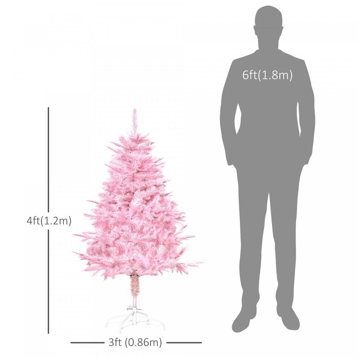 Homcom 4ft Artificial Christmas Tree With Automatic Open For Party Pink