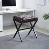 Liam Accent Stool with Tufted Cushion and Metal Legs,Dark Brown Accent Chair | Tabouret d’appoint Liam avec coussin capitonne et pieds en metal, couleur brun fonce
