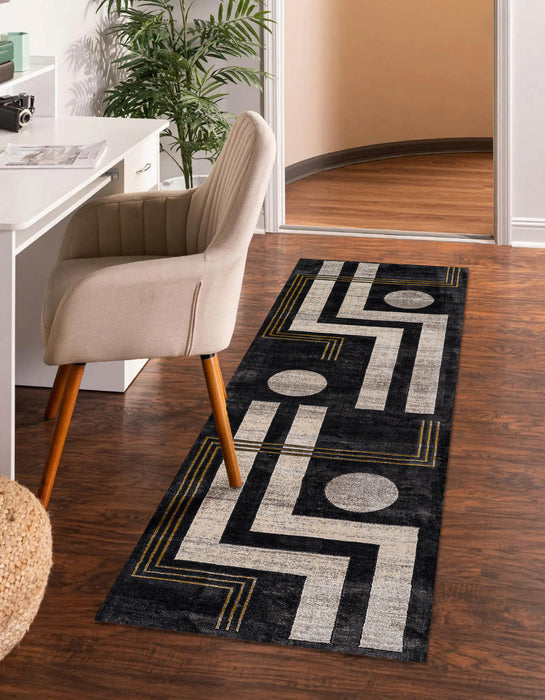 Erisa Contemporary 2'2\" x 7'7\" Runner Rug in Grey Indoor Area Rug