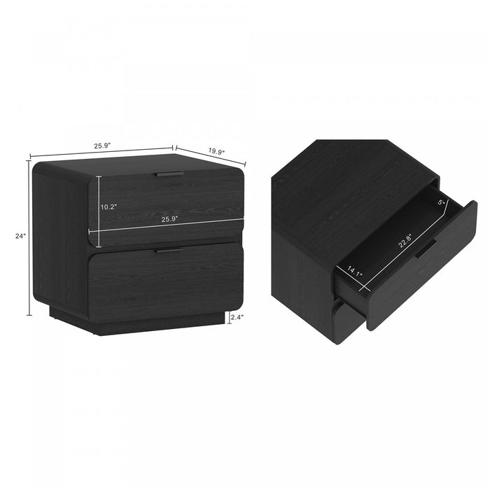 Chrystie Contemporary Modern 26\" Nightstand in Black (2-Drawer) - Set of 2