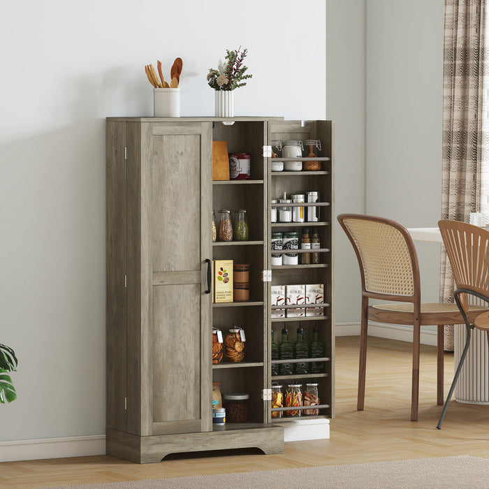HOMCOM 50\" Kitchen Pantry Cabinet, Pantry Storage Cabinet, Distressed Grey