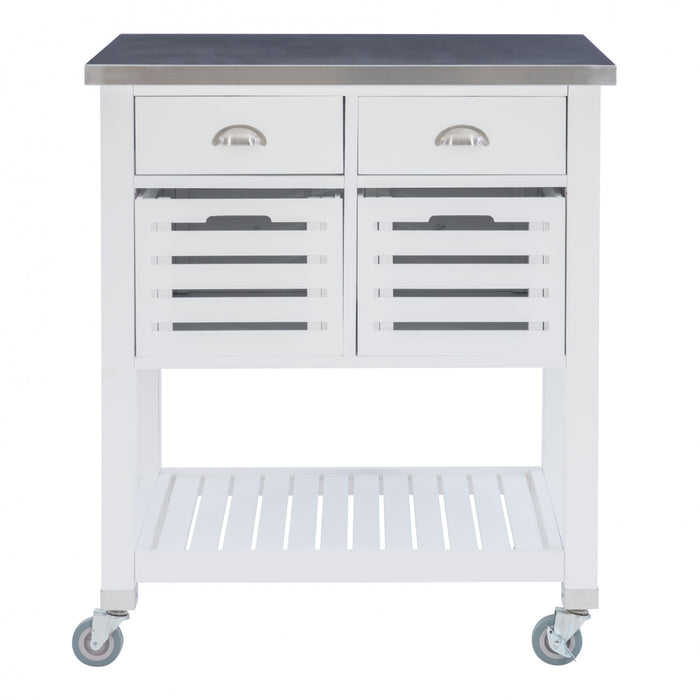 Robbin Wood Kitchen Bar Cart Storage - White