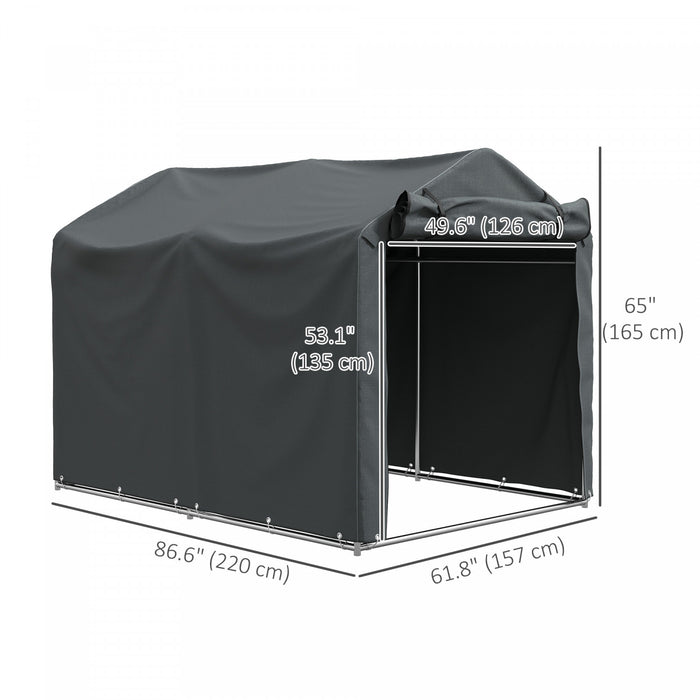Outsunny Outdoor Shelter, Motorcycle Tent W/roll-up Zipper Door, Dark Grey