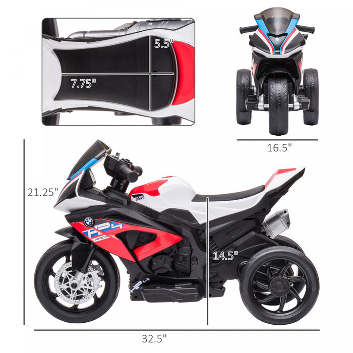 Aosom Kids Electric Powered Ride-On Motorcycle Toy 3-wheels 6v Battery Powered Motorbike With Music For 18 - 60 Months Old Girls And Boys, Red
