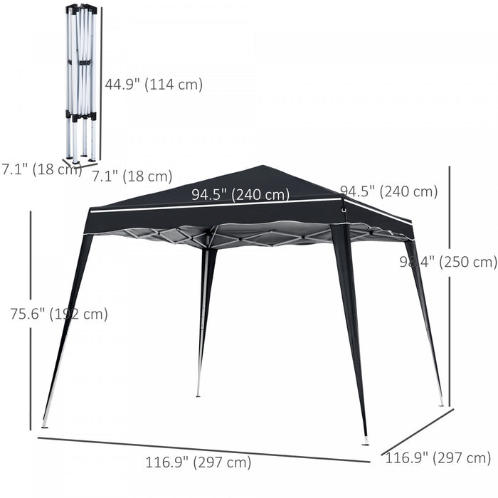 Outsunny 8' X 8' Pop Up Canopy Foldable Outdoor Canopy Tent W/ Bag, Black
