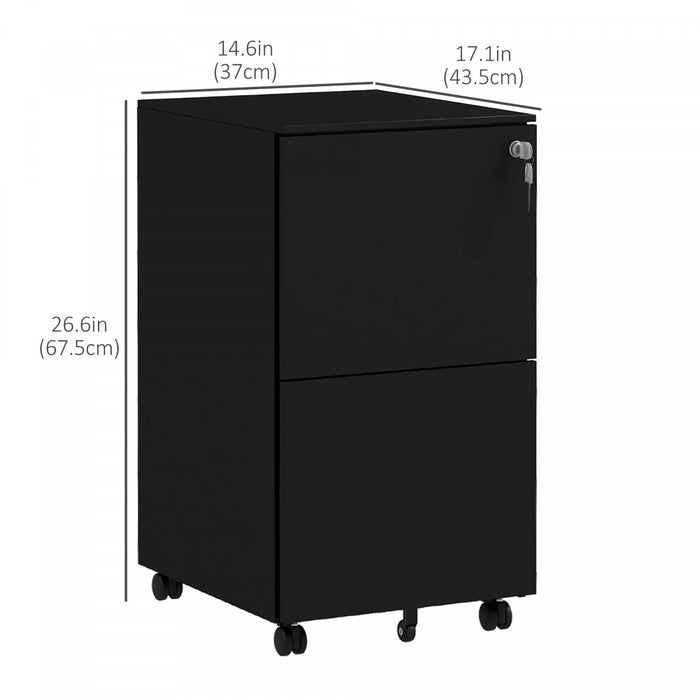 Vinsetto 2-drawer Vertical Filing Cabinet For Letter A4 Legal Size
