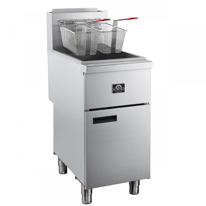FORNO Commerciale Natural Gas Deep Fryer, 4 Burners 120,000 BTU, 50 lbs Oil Capacity - FCMGF0023