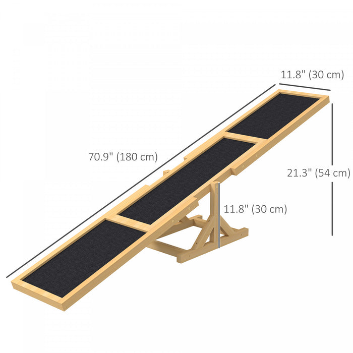 Pawhut Wood Pet Seesaw Platform Dog Agility Training Equipment Run Game Toy Weather Resistant Pet Supplies Yellow