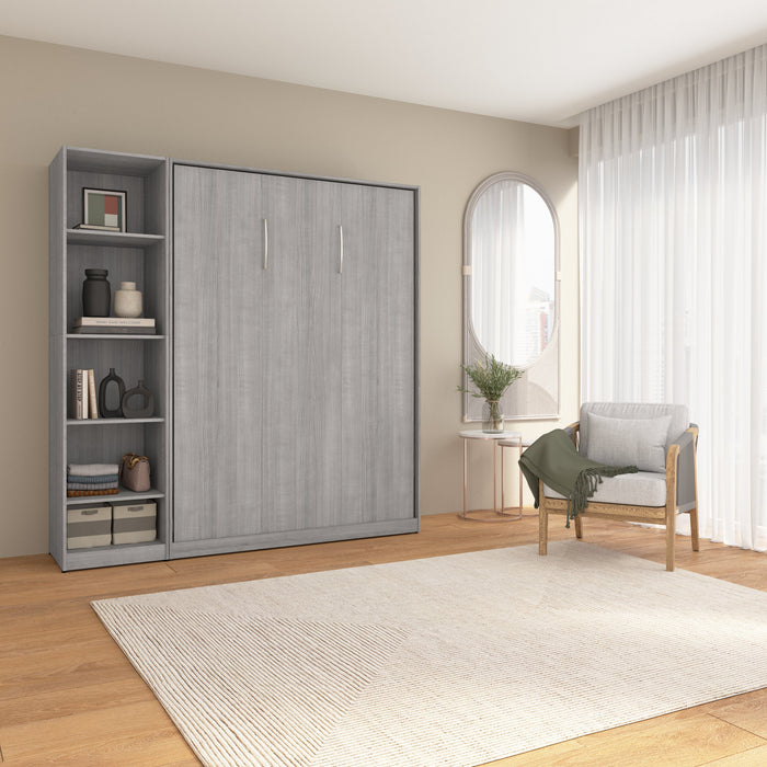 Bestar Claremont 5-Shelf Full Murphy Bed - Platinum Grey