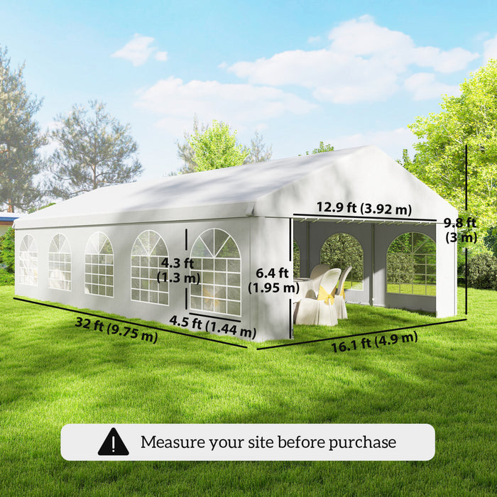 Outsunny 16'x32' Large Party Tent & Carport for Outdoor Events, White