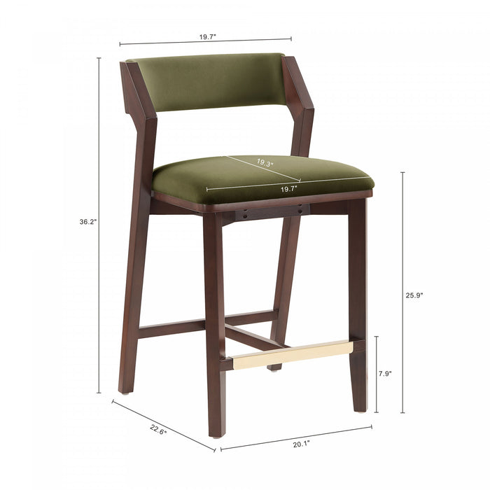Patricia Modern Wood Upholstered Counter Stool in Turtle Green - Set of 2