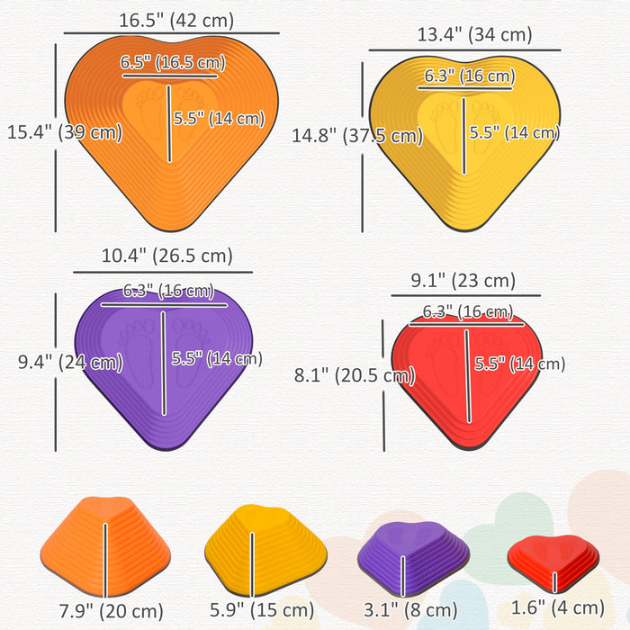 Qaba Stepping Stones Kids, 11pcs Obstacle Course For Kids, Non-slip Heart-shaped Balance Stepping Stones, Stackable Balance Blocks Sensory Toys Indoor Outdoor