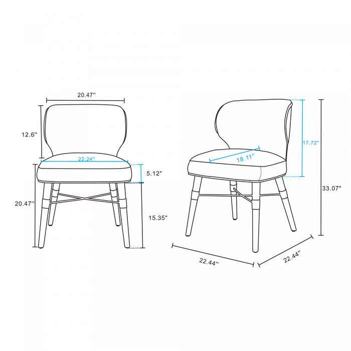 Strine Modern Wood Upholstered Dining Chair in Dark Taupe - Set of 2