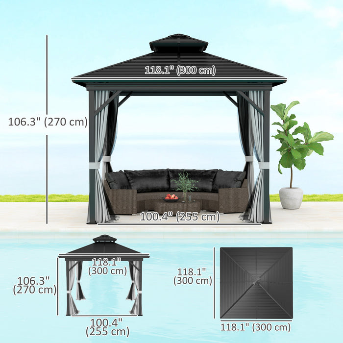 Outsunny 10' X 10' Hardtop Gazebo Outdoor Aluminum Gazebo, Light Grey