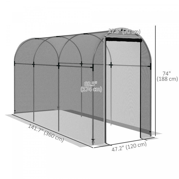 Outsunny 4' X 12' Plant Protection Tent Crop Cage With Door, Black