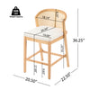 Tatti Rubber Wood Counter Stools with Cane Back Set of 4,Beige | Tatti – Lot de 4 tabourets de comptoir en bois d’hevea avec dossier en cannage, couleur beige