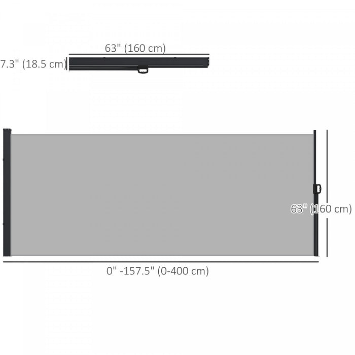 Outsunny 13' X 5' Retractable Side Awning, Garden Privacy Screen, Light Grey