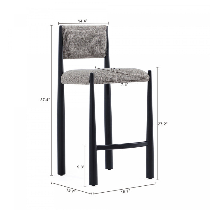 Lennor Mid-Century Modern Boucle Metal Counter Stool in Mushroom