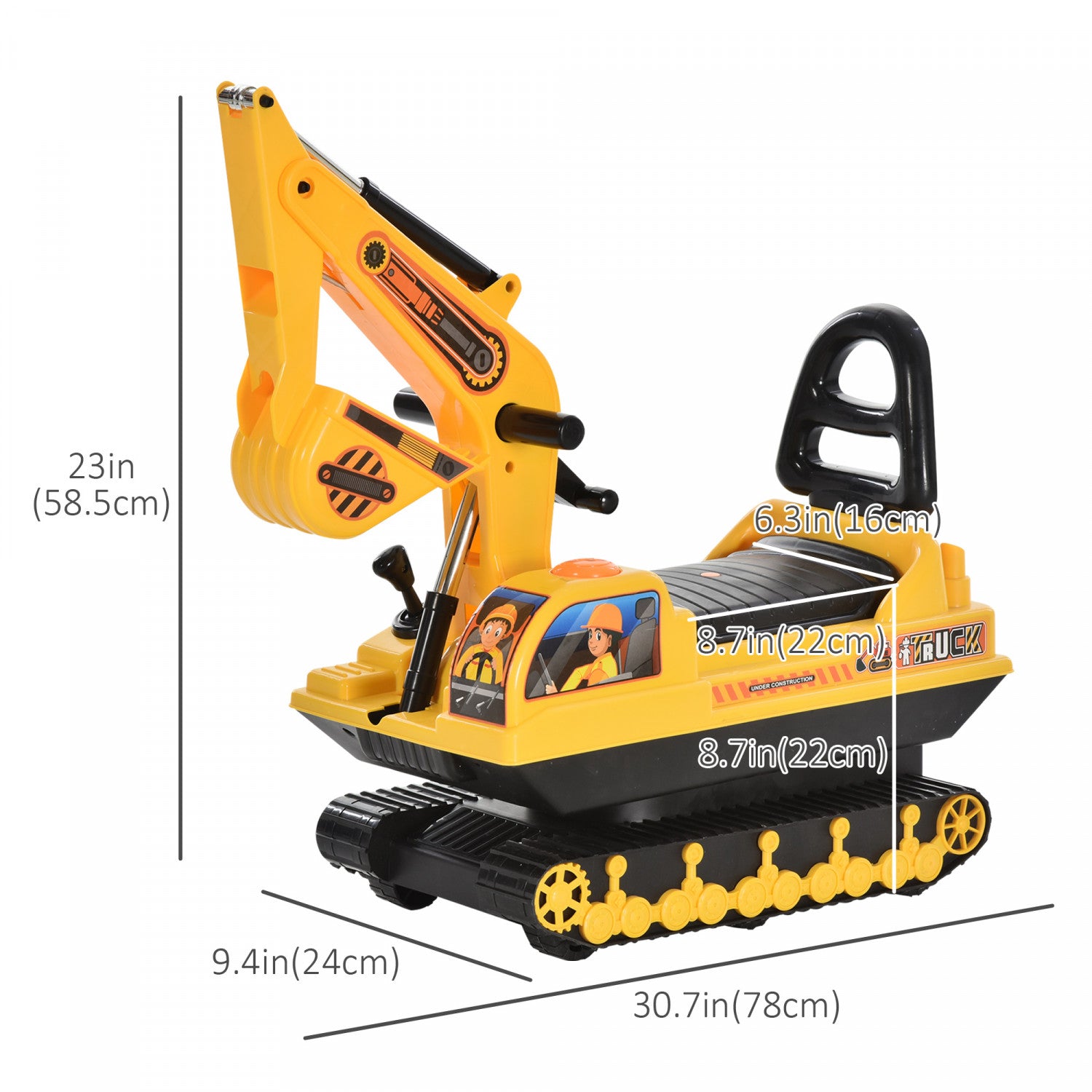 Qaba Kids Ride on Excavator With Digger Pretend Play Construction The Brick