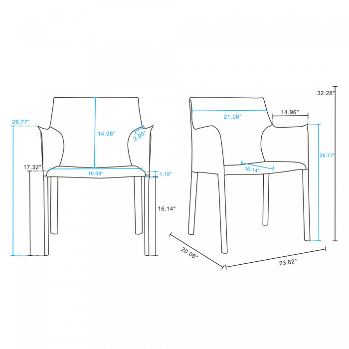 Paris Modern 8-Piece Dining Chair Set in Gray