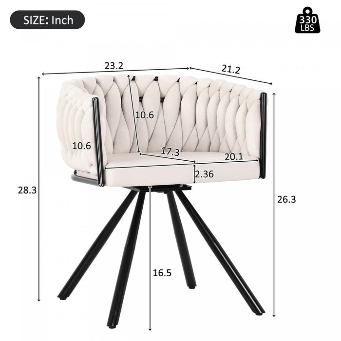 Amelia Velvet Swivel Dining Chairs with Tufted Upholstered and Metal Legs Set of 4, Beige