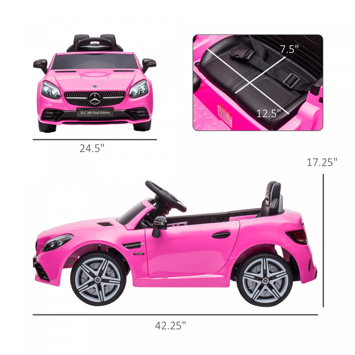Aosom 12v Kids Electric Powered Ride-On Car With Parent Remote Control Two Motors Music Lights Suspension Wheels For 3-6 Years Pink