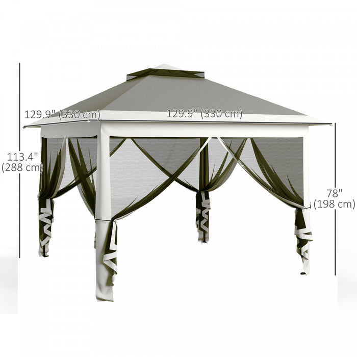 Outsunny 11' X 11' Pop-up Gazebo With Double Roof Carrying Bag, Dark Grey