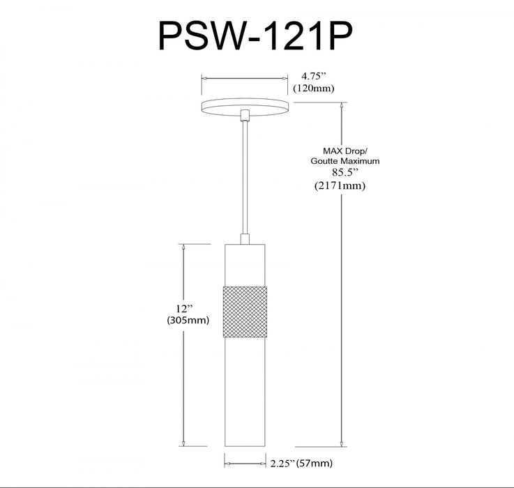 Dainolite Passwell 1 Light Pendant Matte Black/Aged Brass Lamp