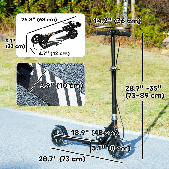 Qaba Scooter For Kids Ages 3-8, Folding Lightweight Kick Scooters With Light Up Wheels, 4 Levels Adjustable Handlebar, Rear Brake & Handbrake For Girls And Boys, Black